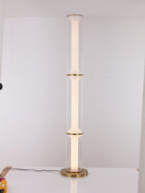 Floor lamp-1348F2-D255*H1350-Golden+Clear-Aluminum+Glass