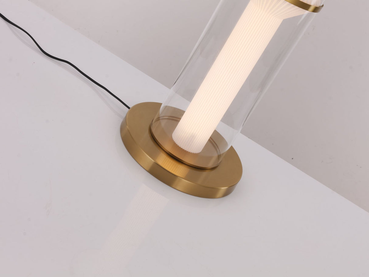 Floor lamp-1348F2-D255*H1350-Golden+Clear-Aluminum+Glass