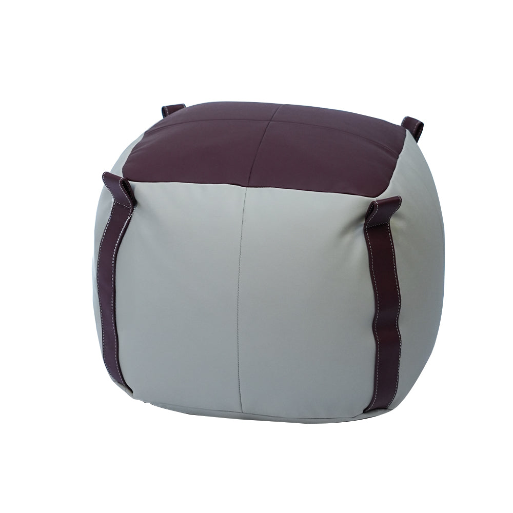 Two-tone Leather Pouf
