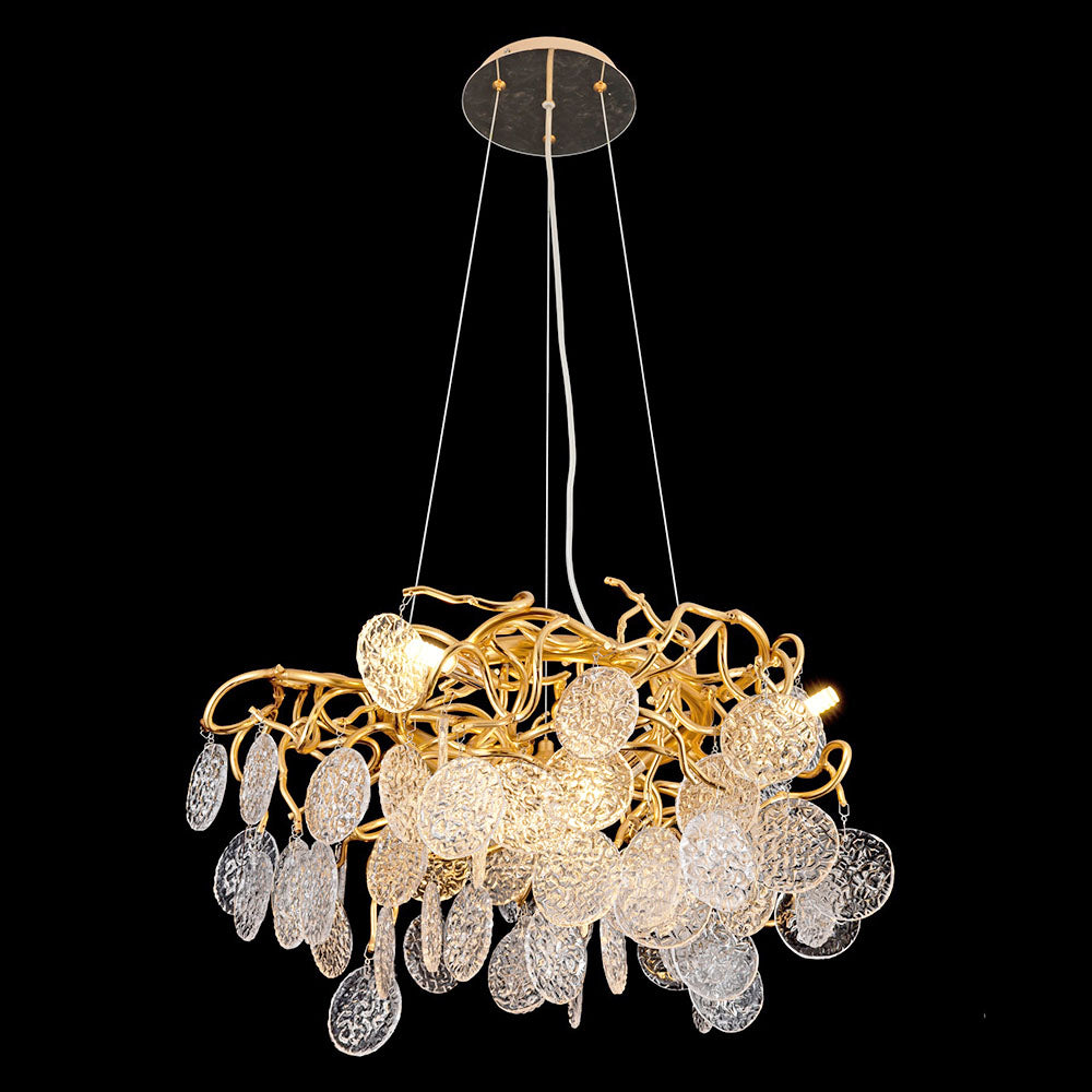 Modern Gold Aluminum Branch Tiered Glass Led Pendant Light