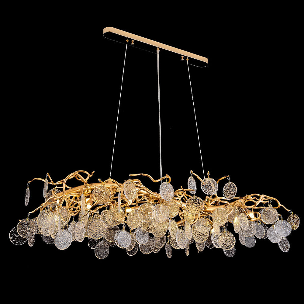 Modern Gold Aluminum Branch Tiered Glass Led Pendant Light