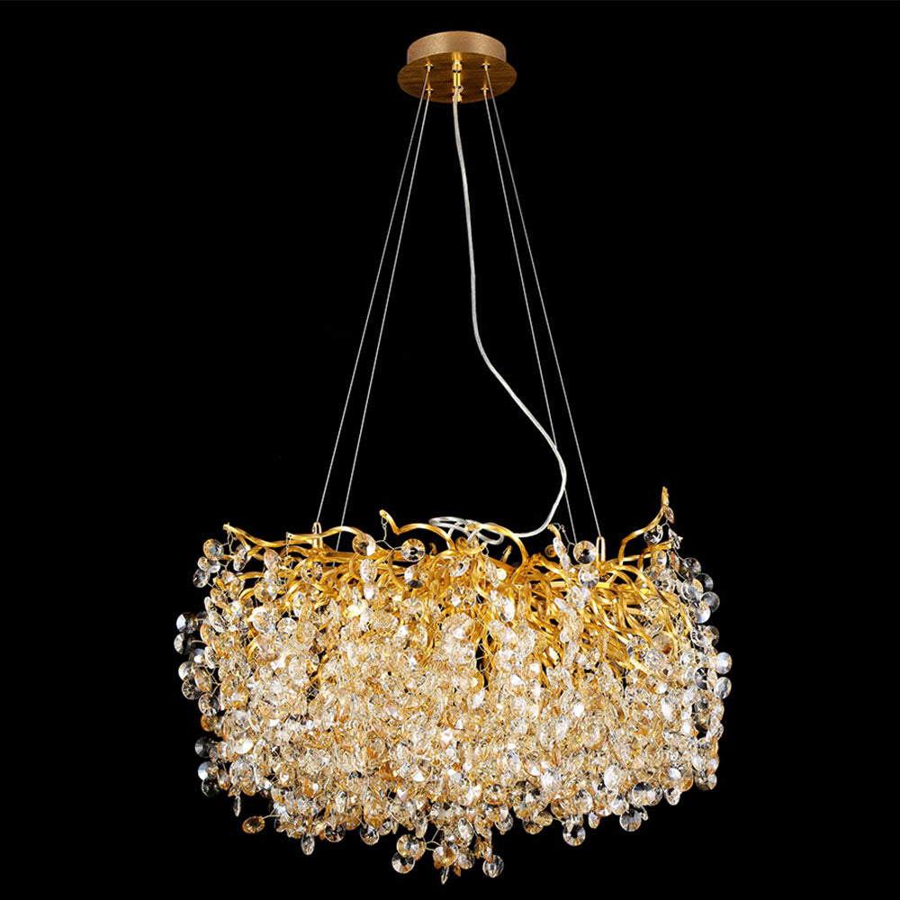 Luxury Gold Aluminum Falling Raindrop Crystal Led Pendant Light