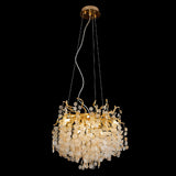 Modern Gold Aluminum Round Tree Branch Glass Led Pendant Light