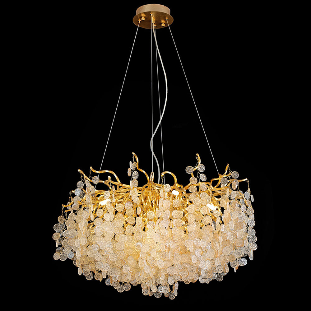 Modern Chrome Round Tree Branch Glass Led Pendant Light