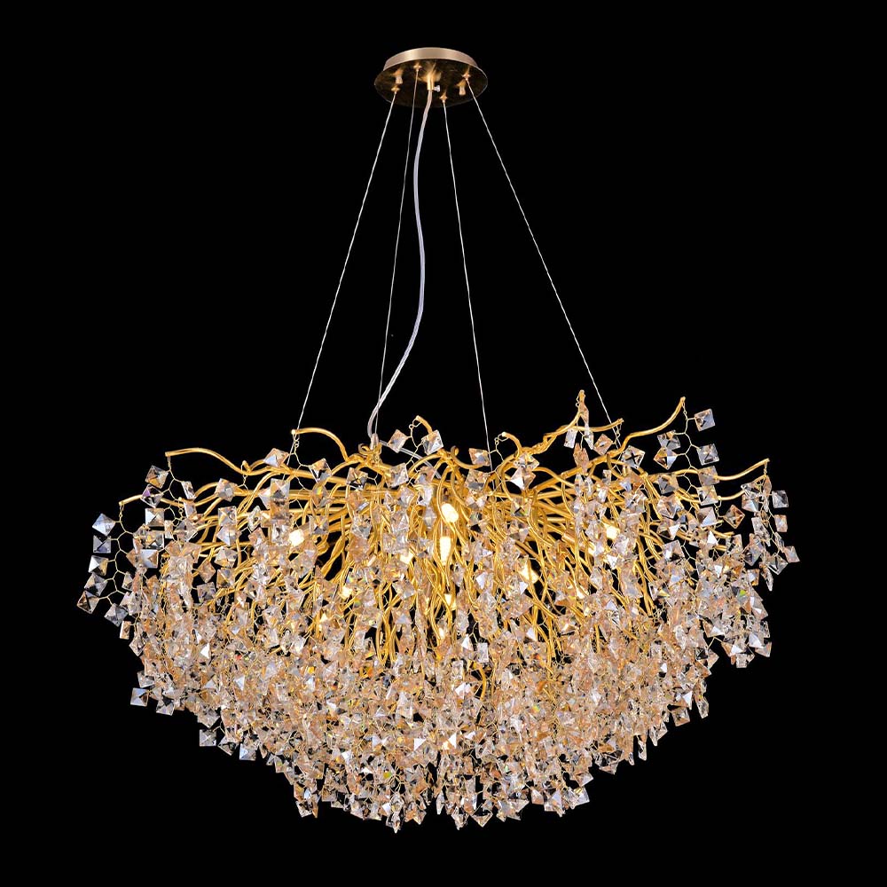 Modern Luxury Tree Branch Square Crystal Led Pendant Light