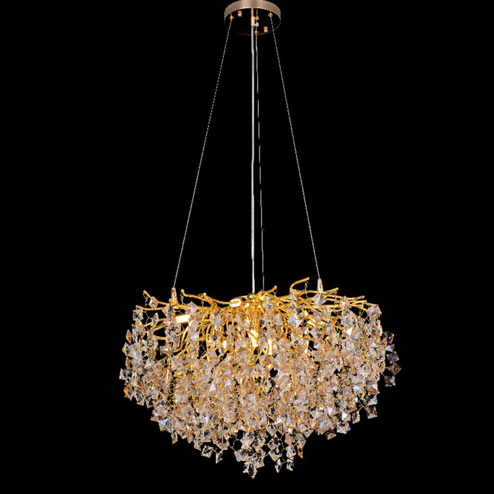 Modern Luxury Tree Branch Square Crystal Led Pendant Light
