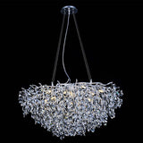 Modern Chrome Tree Branch Square Crystal Led Pendant Light