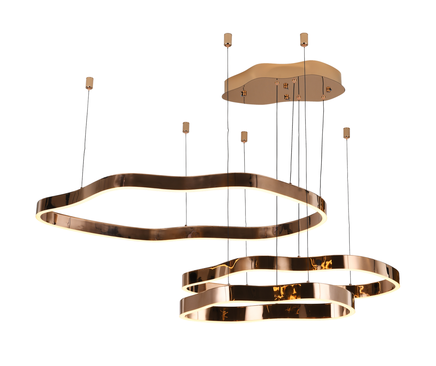 7602/3s Pendant Lamp 1000+800+600 SS & Acrylic Brushed Silver LED 3000K