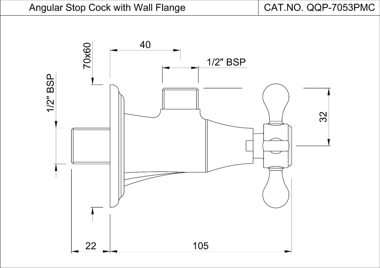 Angular Stop Cock Cold Only - Chrome