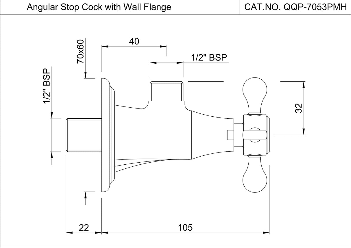 Angular Stop Cock Hot Only - Chrome