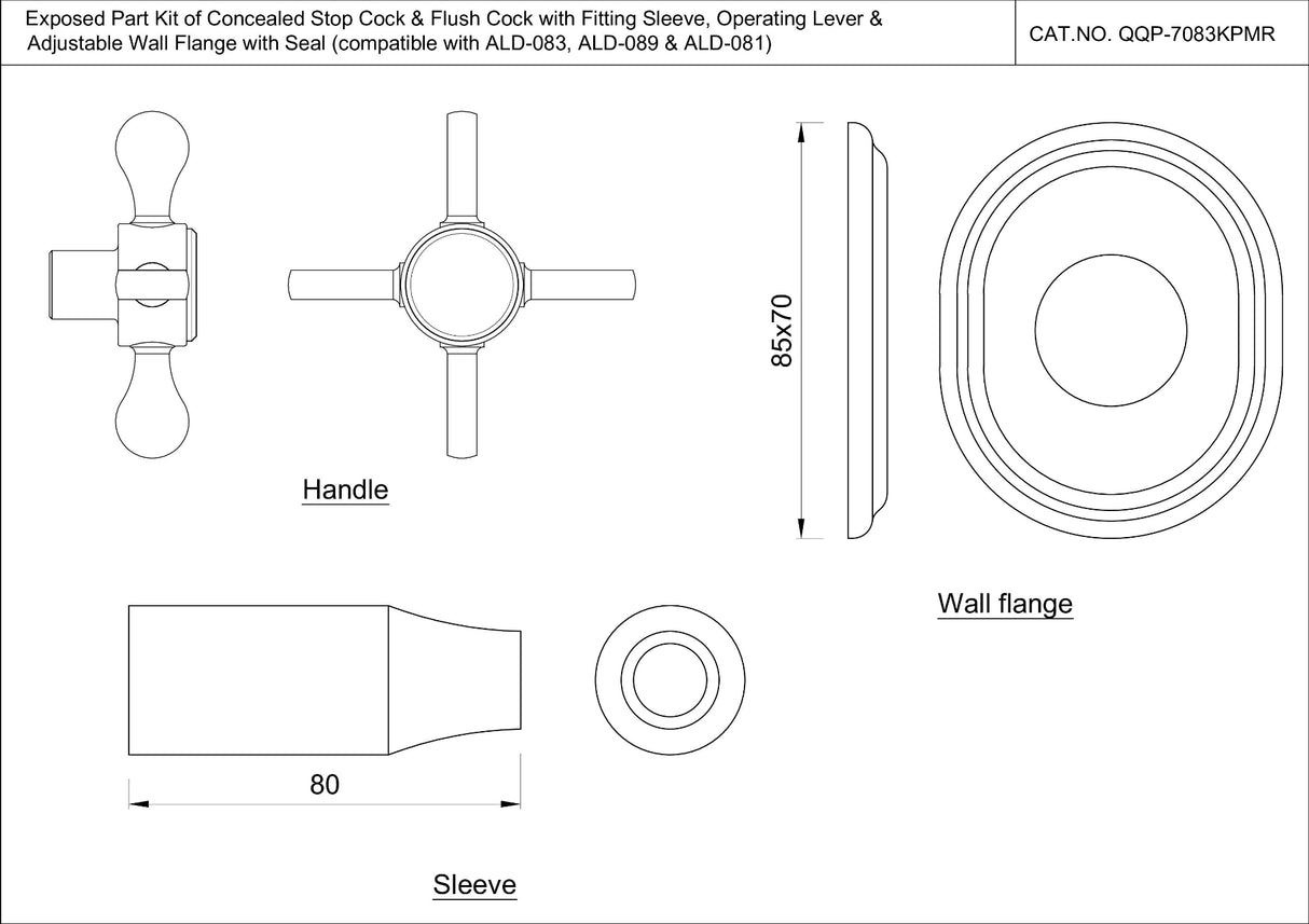 Exposed Part Kit of Concealed Stop Cock Cold Only - Chrome
