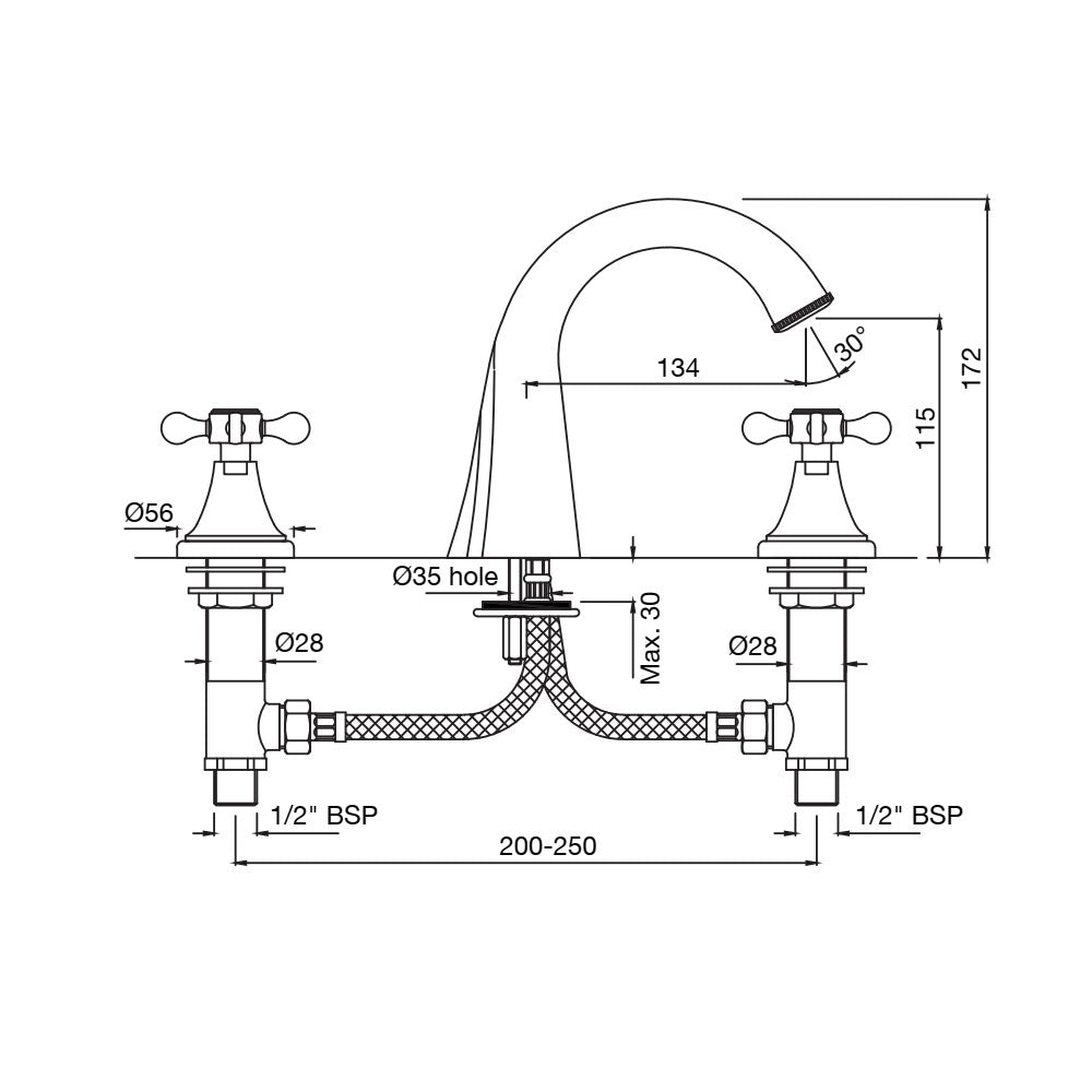 3-Hole Basin Mixer - Chrome