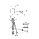 Single Lever 1-Hole Bidet Mixer with Popup Waste System - Chrome