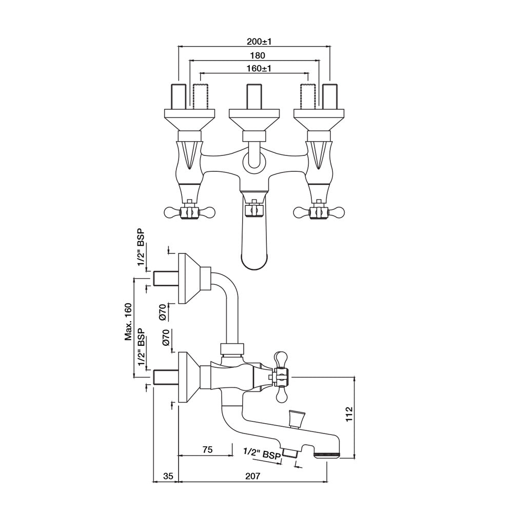 Exposed Wall Mixer - Chrome