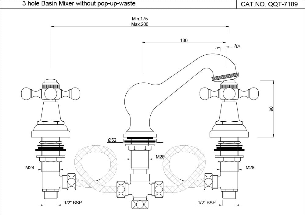 3-Hole Basin Mixer -Chrome