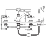 4-Hole Bath Tub Mixer - Chrome