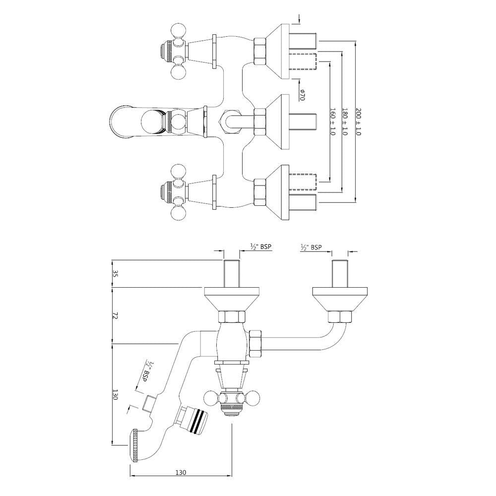 Wall Mixer 3-in-1 System - Chrome