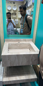 Double Strata Marble Vanity Cabinet with LED Mirror