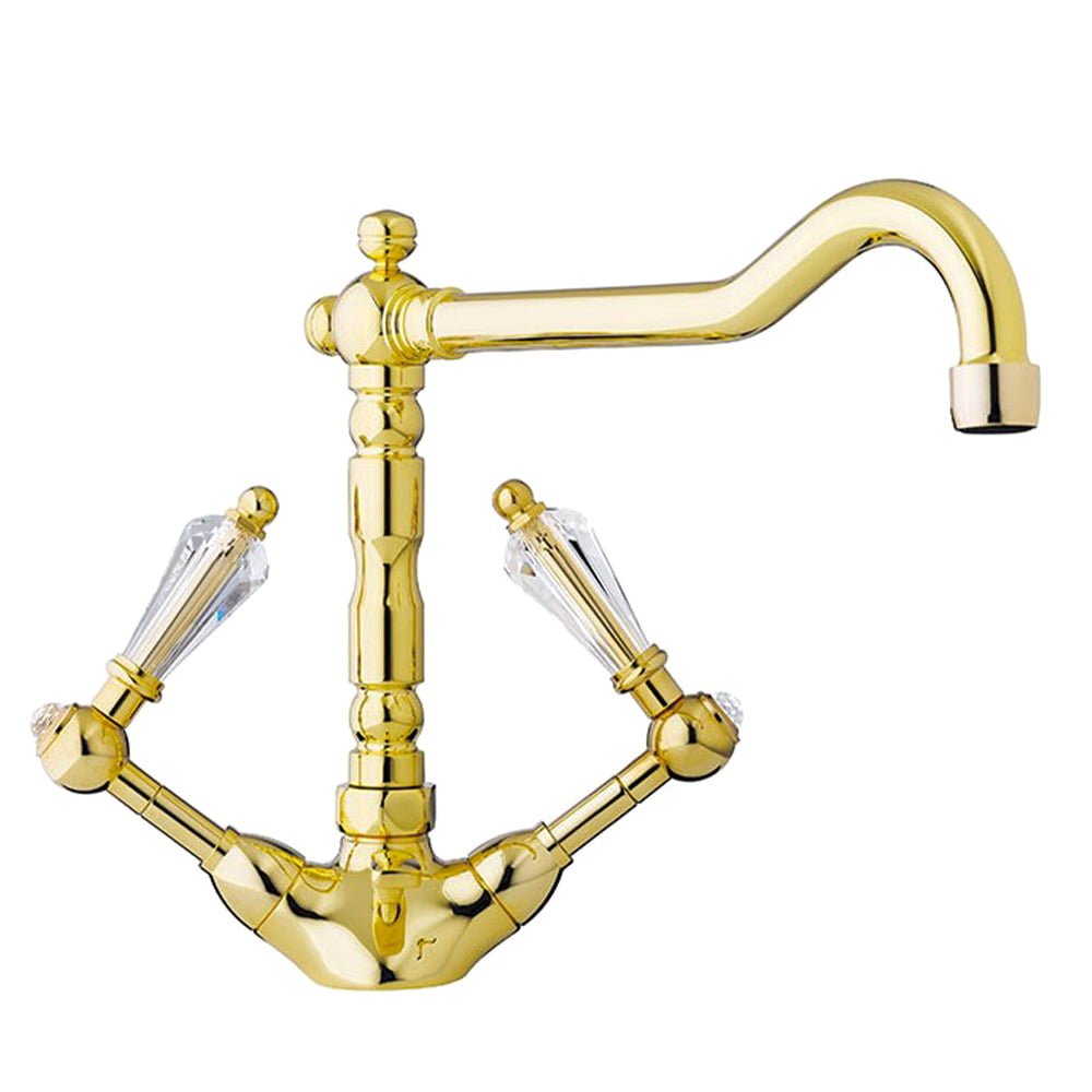 Retro Crystal Wash Basin Mixer Antique Gold -ry5400do
