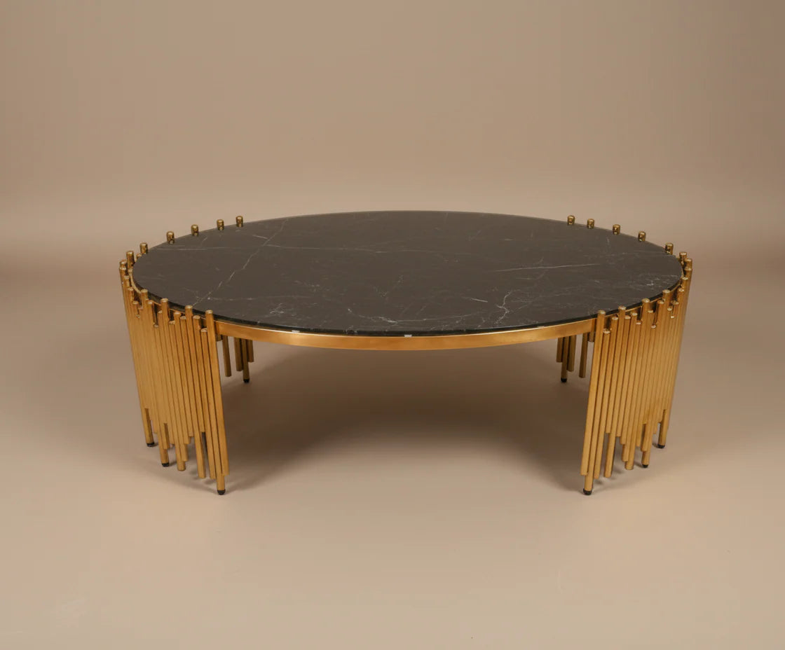 Luxury Coffee Table Set – 806# (Gold & Black Glass)