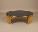 Luxury Coffee Table Set – 806# (Gold & Black Glass)