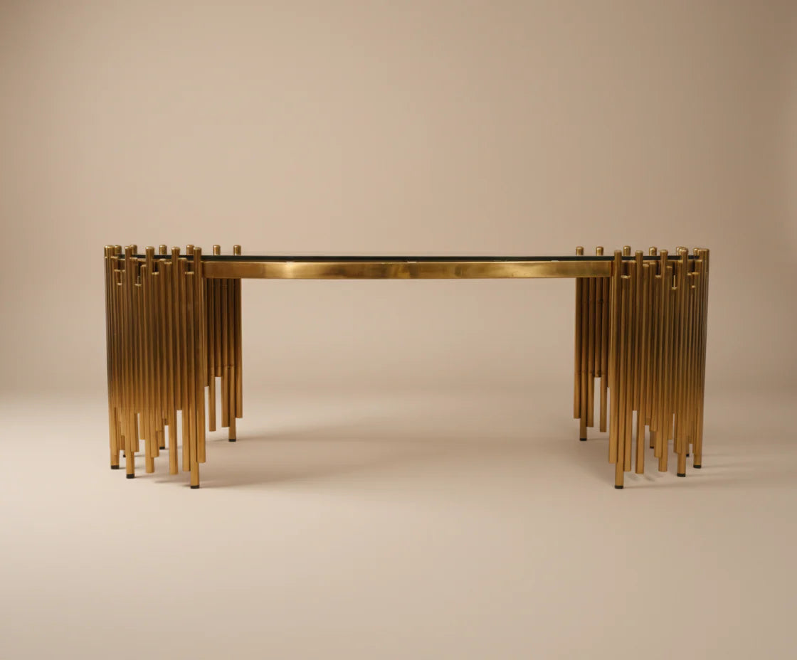 Luxury Coffee Table Set – 806# (Gold & Black Glass)