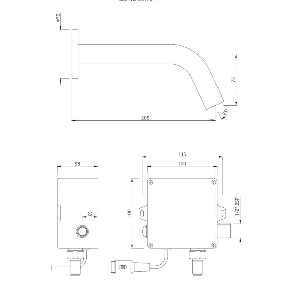 Blush Wall Mounted Sensor faucet- Chrome