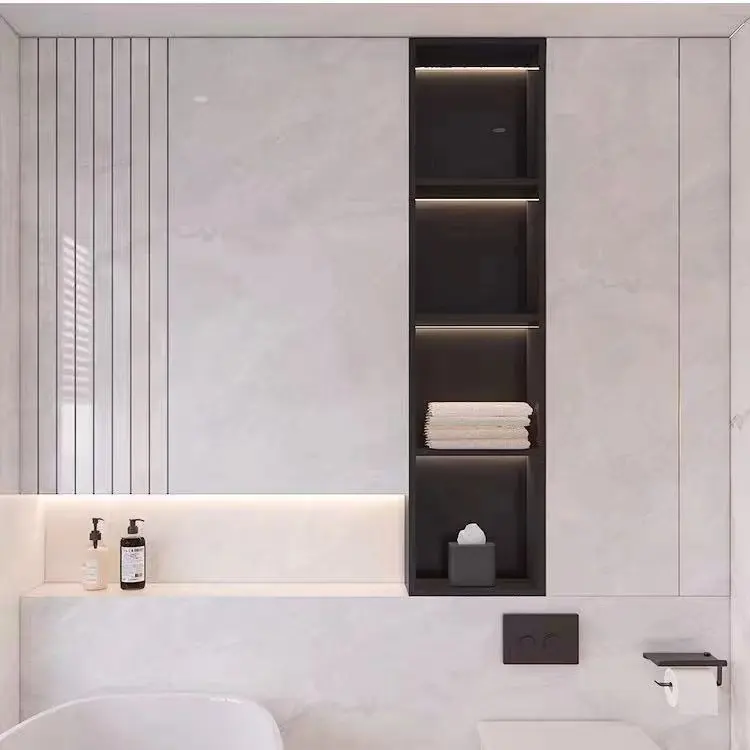 Black Matt LED Shower Niche Cabinet