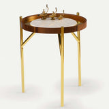 Kinza Wooden Gold Side Table