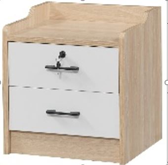 Side Table 802 – 2 Drawer – Lockable – Oak/White – 440×400×490 mm – 1 Box