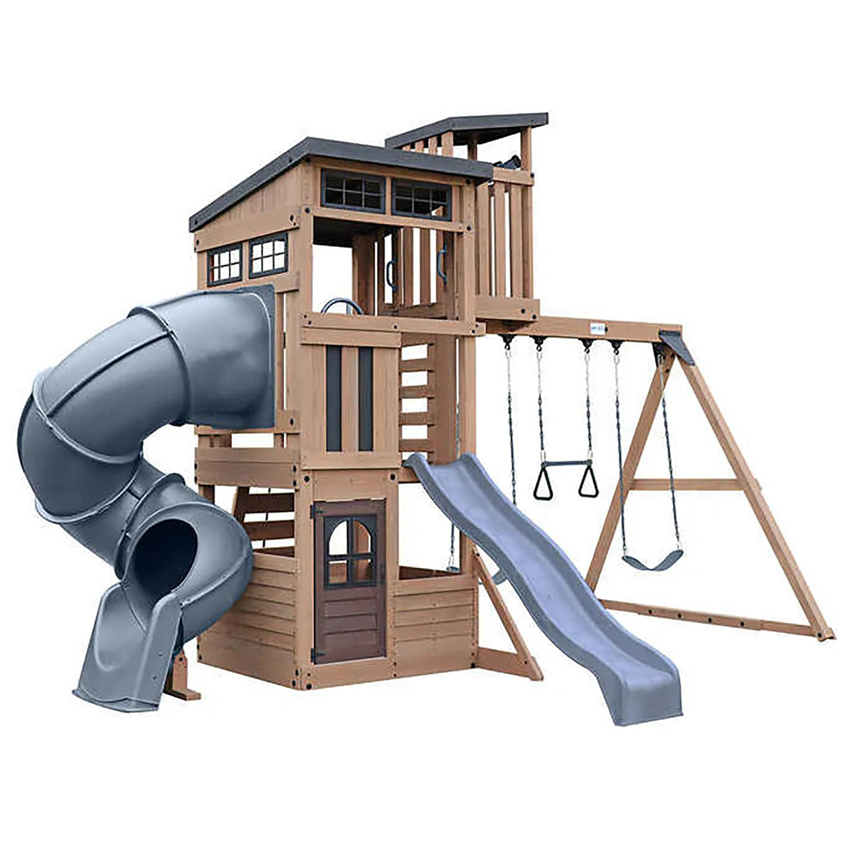 KidKraft Wrangler Way Wooden Swing Set – Outdoor Kids’ Backyard Adventure Playset