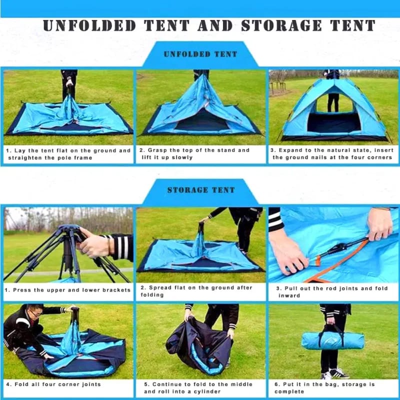Toby’s New 2–3 Person Automatic Pop Up Camping Tent – JSC42 Blue Outdoor Tent