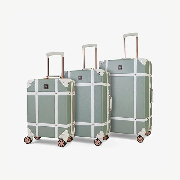 Rock Luggage Vintage Sage Green 3 Piece Trolley Set