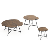 Rounded Wooden With Metal Teapoy
