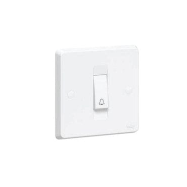 مفتاح ضغط Tenby 10A، يحمل علامة Bell 1×1، أبيض، قطري