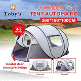 Toby’s New 4–5 Person Automatic Pop Up Camping Tent – 260 × 190 × 100 cm Outdoor Tent