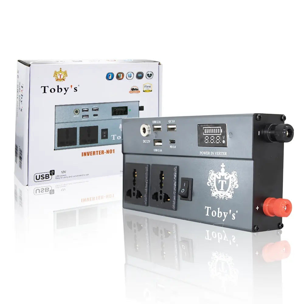 Toby’s 300W Car Power Inverter 12V to 220V Pure Sine Wave AC Converter with Front LED Display