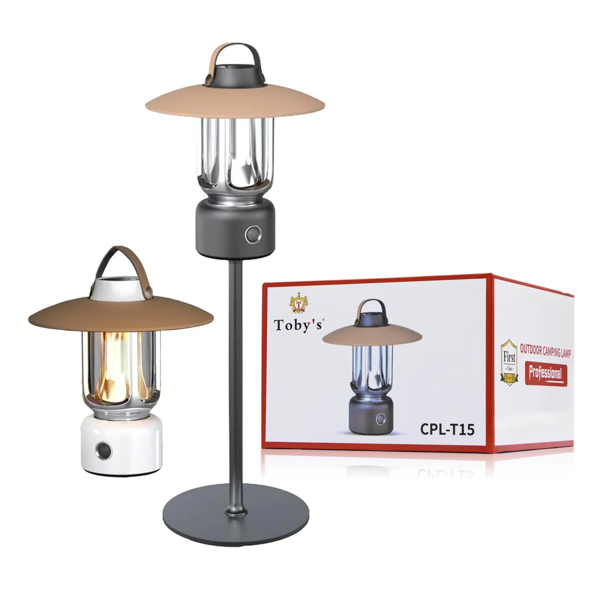 CPL-T15 Toby’s Camping Lantern – 3 Lighting Modes, Multiple Power Supply Options, Grey