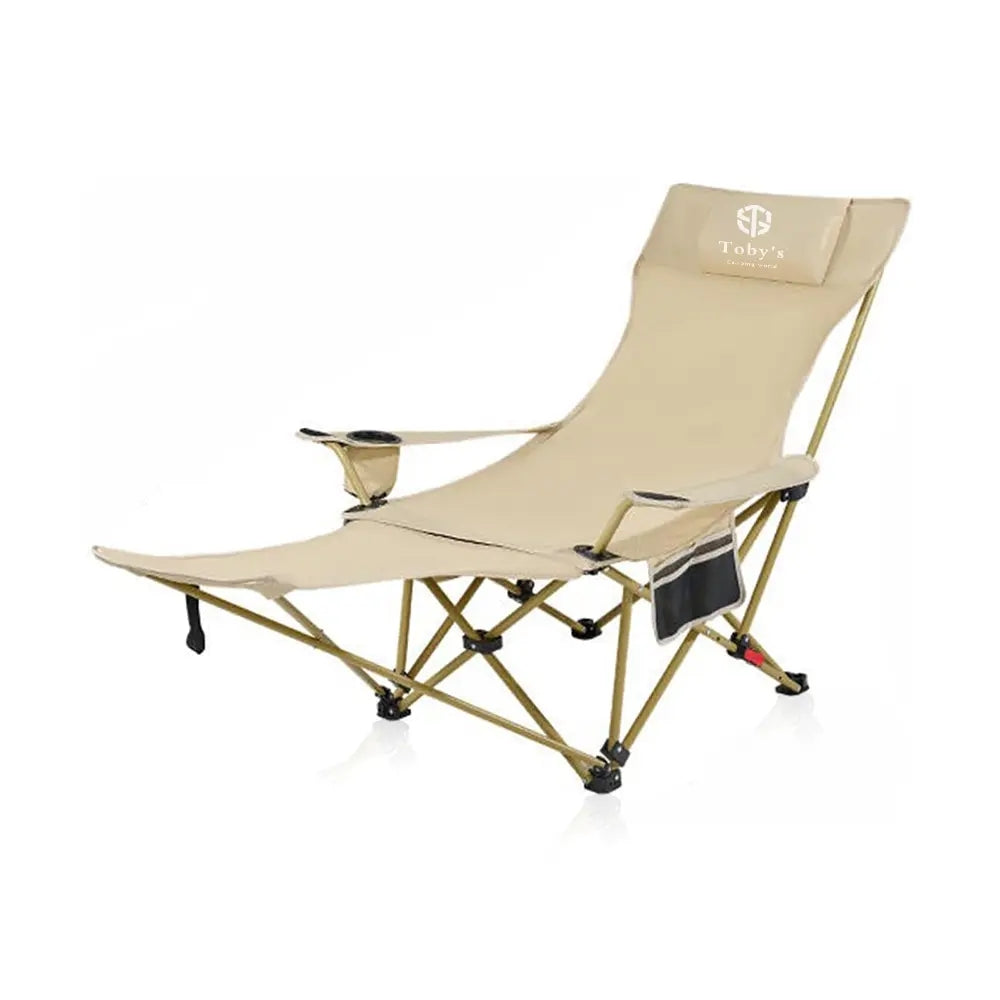 Toby’s Camping Chair-03 Folding Recliner Beach Chair with Pillow & Cup Holder