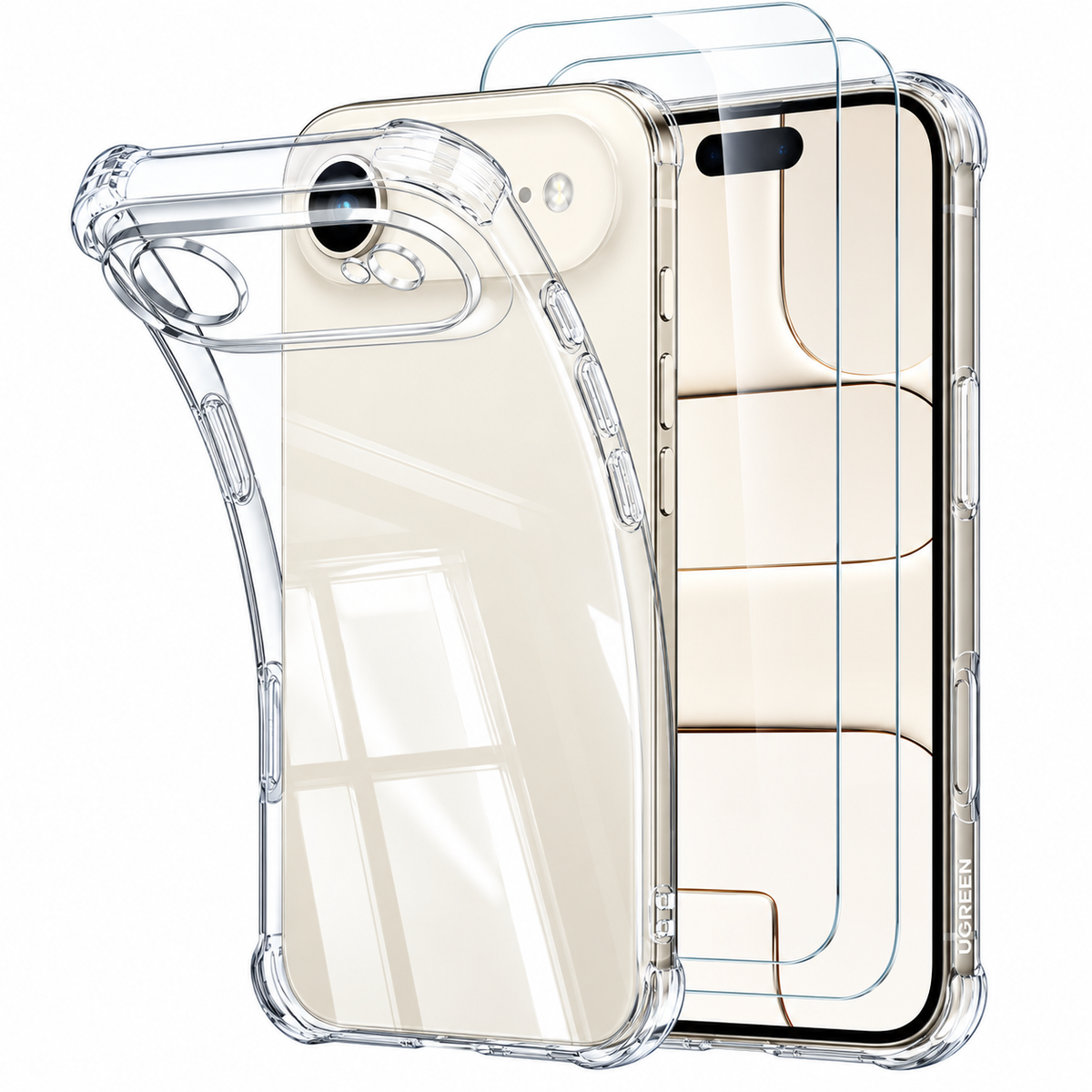 جراب 3 في 1 لهاتف iPhone Air، مزود بأربع وسائد هوائية على شكل حرف L، حماية فائقة الجودة، غطاء شفاف للغاية ومقاوم للصدمات، مع واقي شاشة فائق الوضوح (عبوة من قطعتين)، جراب نحيف لهاتف Air مقاس 6.5 بوصة