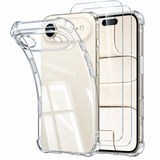 جراب 3 في 1 لهاتف iPhone Air، مزود بأربع وسائد هوائية على شكل حرف L، حماية فائقة الجودة، غطاء شفاف للغاية ومقاوم للصدمات، مع واقي شاشة فائق الوضوح (عبوة من قطعتين)، جراب نحيف لهاتف Air مقاس 6.5 بوصة