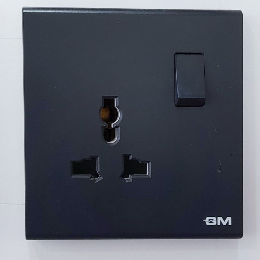 Universal Socket With Switch  Black