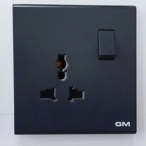 Universal Socket With Switch  Black BoB electrical