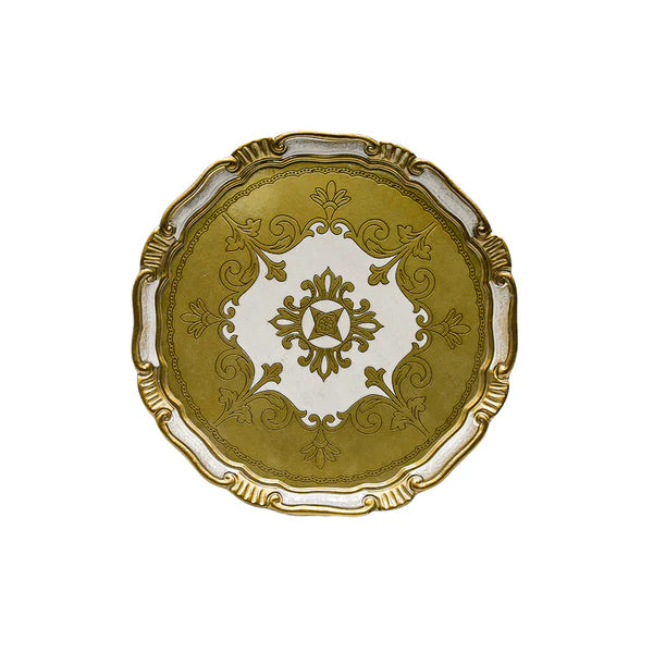 Sezzatini 33 Cm Medium Round Florentine Charger Bountalenti Oro/Avorio