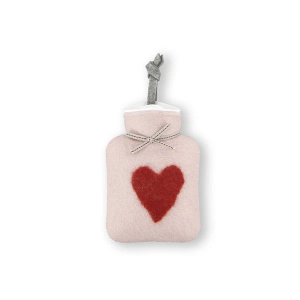 Dorothee Lehnen Mini Hot Water Bottle 0.2L – Heart Motif, Dusty Rose / Red