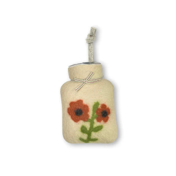 Dorothee Lehnen Mini Hot Water Bottle 0.2L – Two Flowers Motif, White Dune
