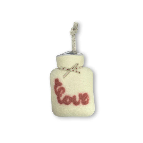 Dorothee Lehnen Mini Hot Water Bottle 0.2L – Love Motif, White / Cinnamon