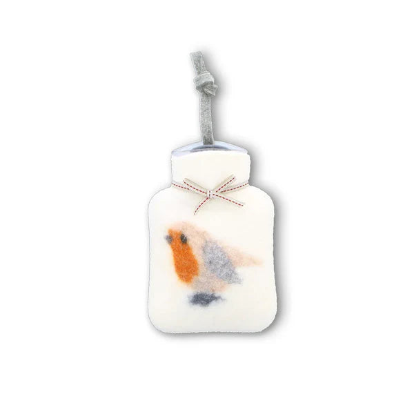 Dorothee Lehnen Mini Hot Water Bottle 0.2L – Robin Motif, White
