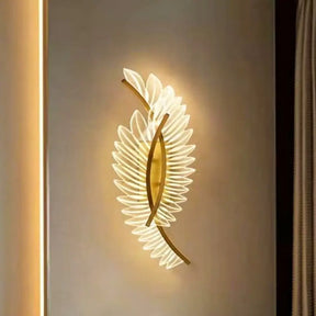 Modern Luxury Decorative Feather Bracket Brass Led Wall Lamp BoB Lights