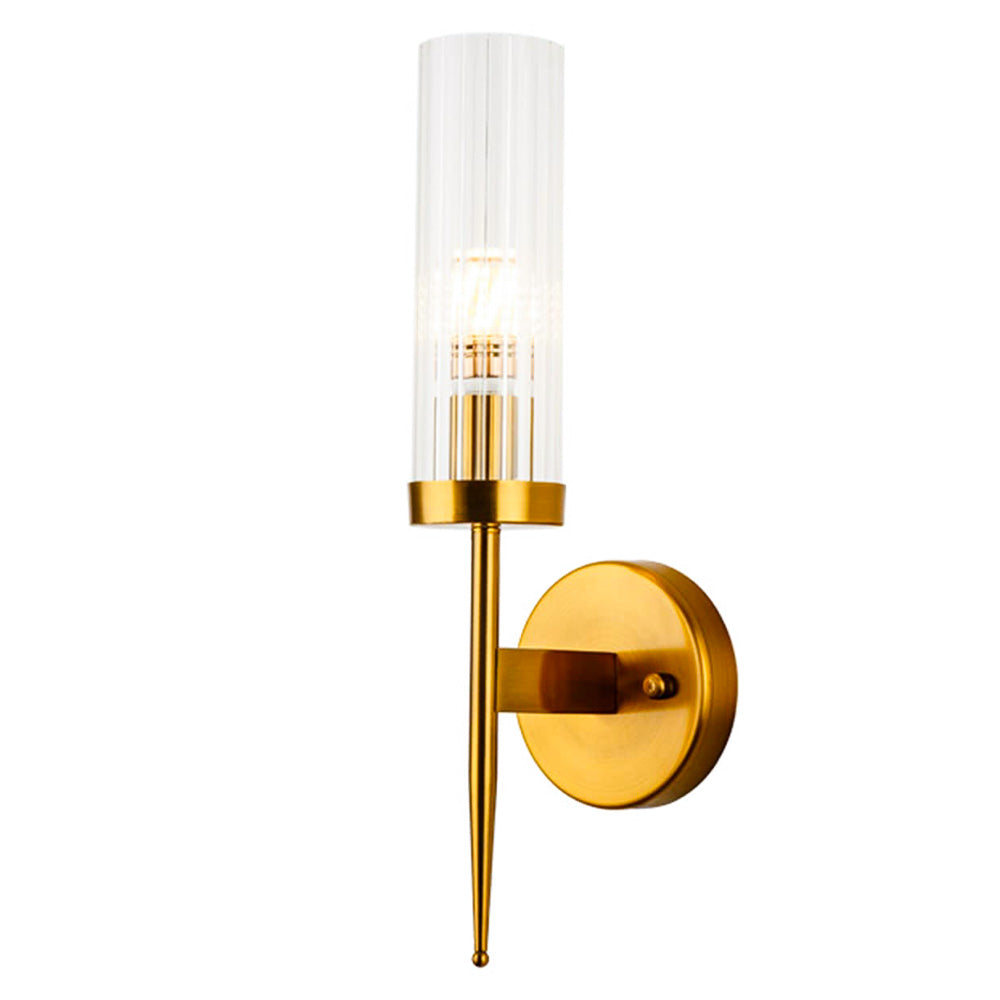 Modern Silver Brass Cylinder Glass Shade Led Wall Lamp